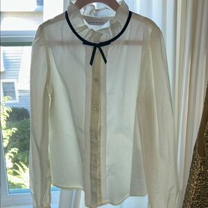 Janie and Jack Cream Blouse with Black Bow